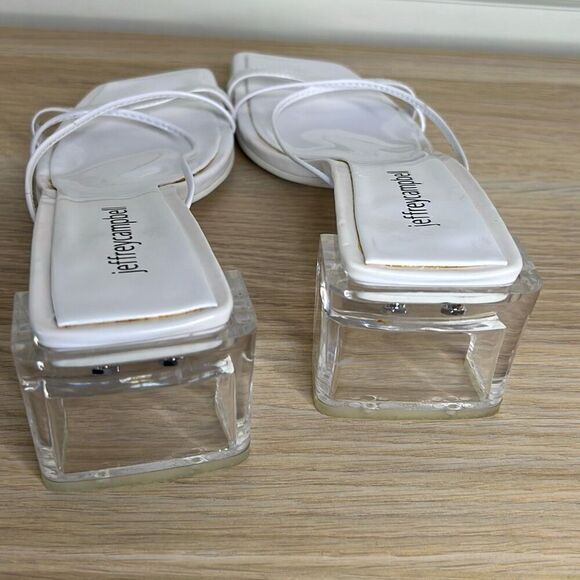 Jeffrey Campbell Lucite Heel Strappy Sandals Open Toe White Size 7 - Picture 6 of 8